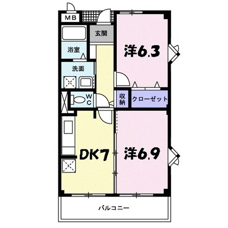 道場南口駅 徒歩8分 2階の物件間取画像